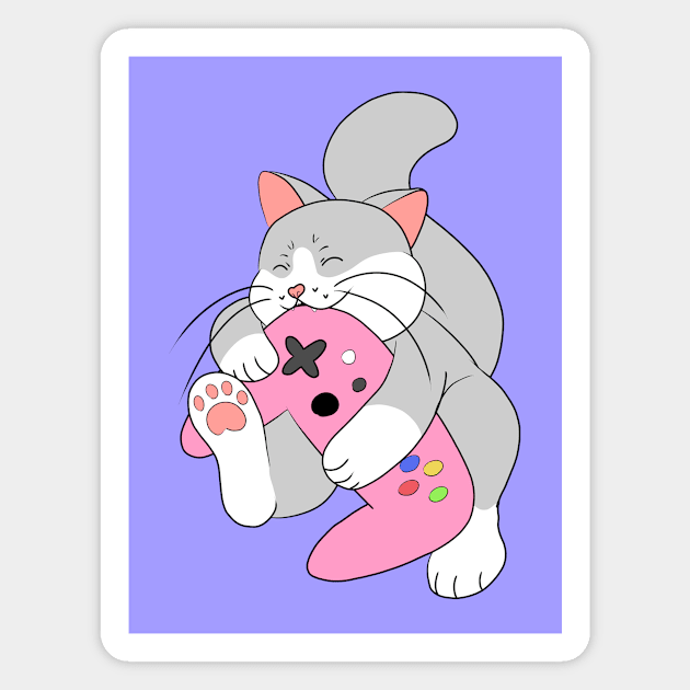 Gamer Cat Pink Magnet by HugSomeNettles